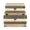 H2H Wood Panel Themed Storage Boxes, Light Brown, Dark Gray & Rustic White - Set of 2 H22546517